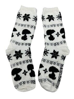 women's peanuts 2021 snoopy black & white Holiday Crew Socks READ